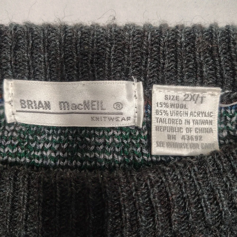 Brian MacNeil Sweater Mens 2XT VTG Fair Isle Wool Blend Multi Color Knitwear
